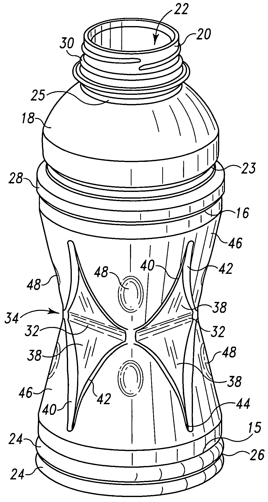 Round hour-glass hot-fillable bottle