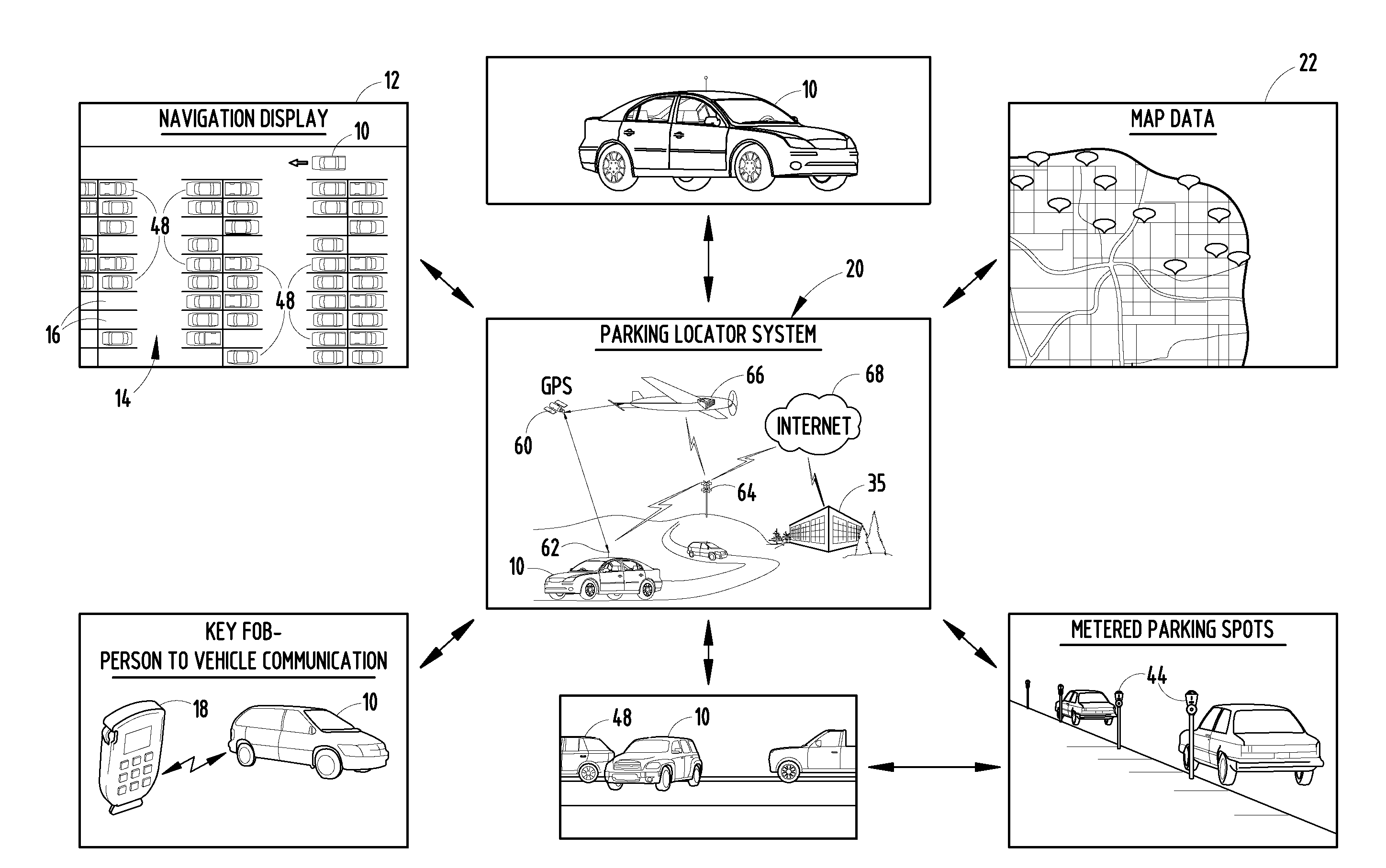 Vehicle parking spot locator system and method using connected vehicles