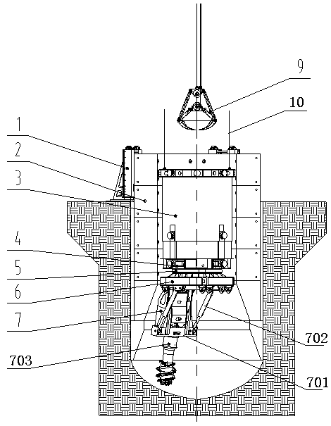 Shaft boring machine by open caisson method and construction method thereof