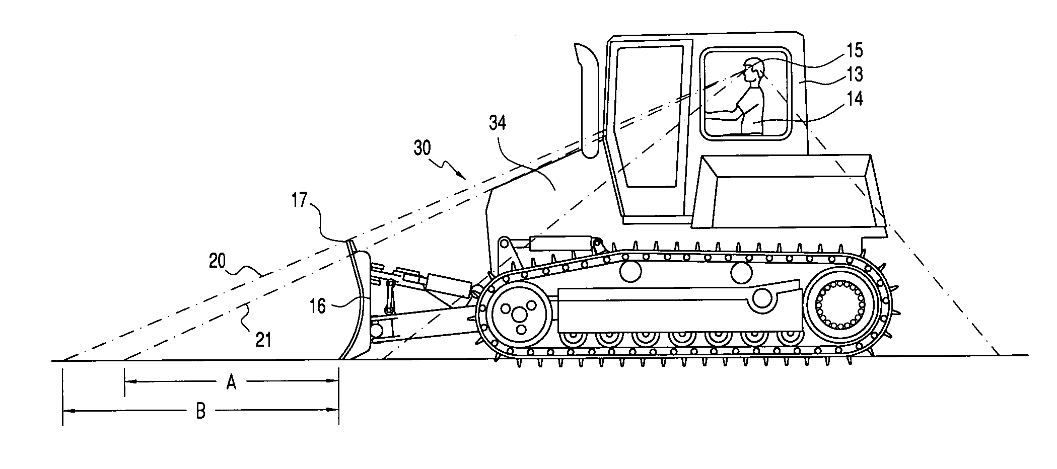 Bulldozer with improved visibility