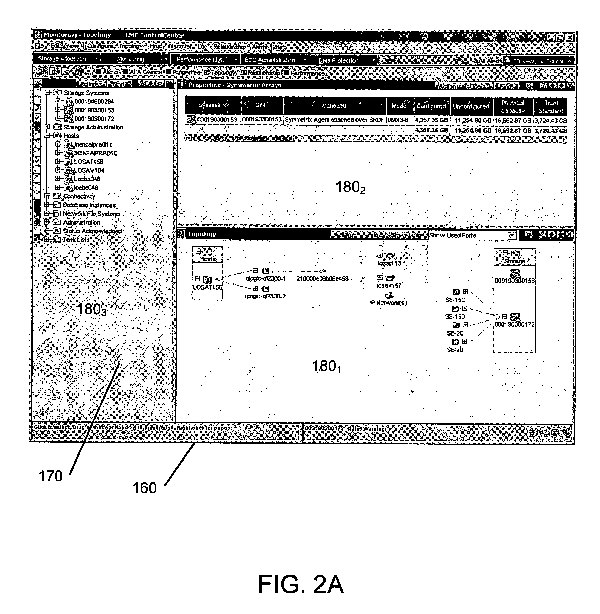 Using watermarks to indicate alerts in a storage area network management console