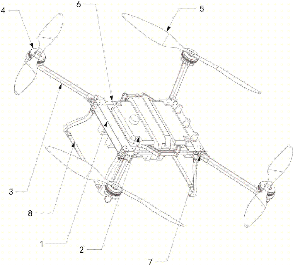 Modular assembled four-axis plant protection unmanned aerial vehicle (UAV)