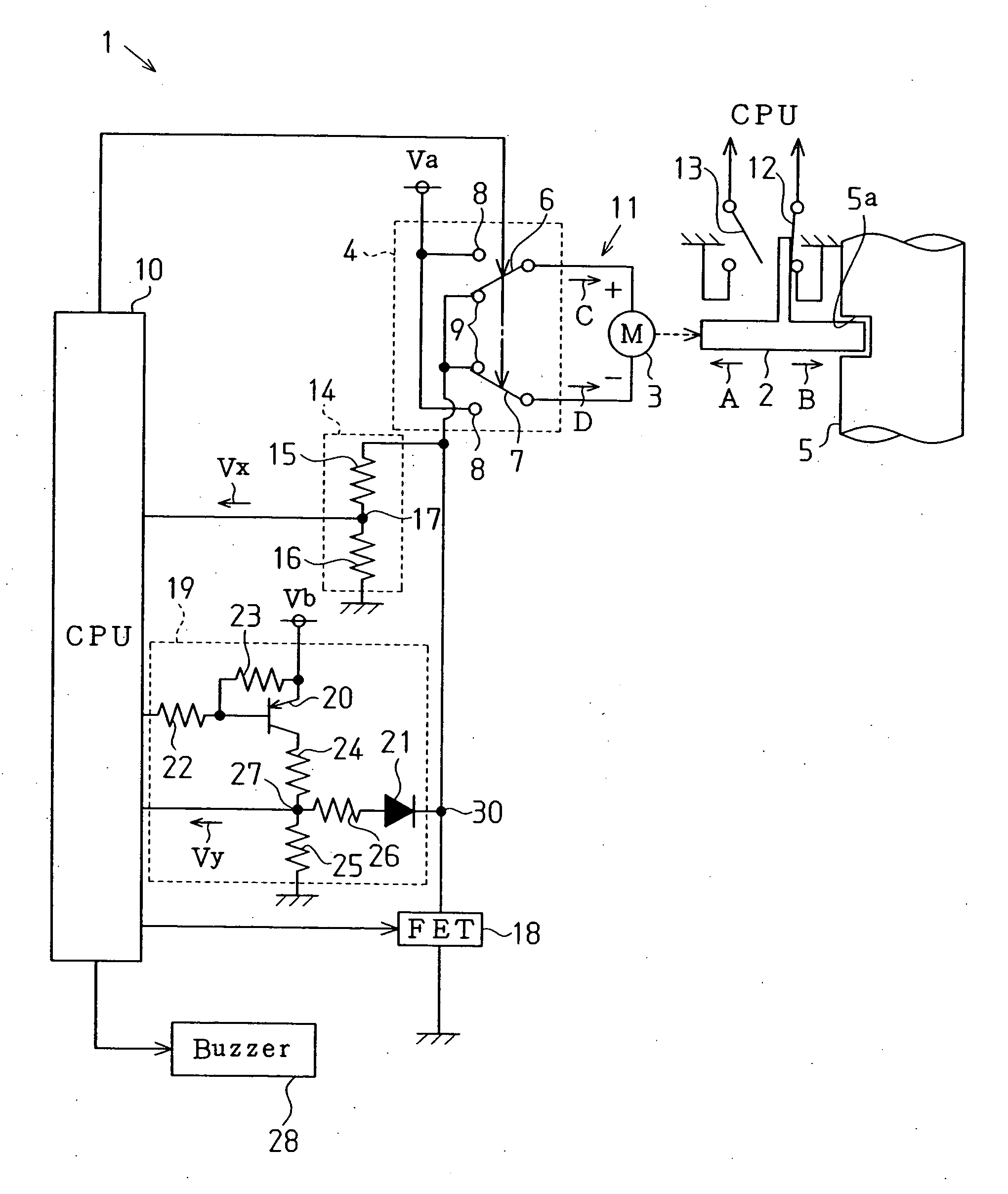 Current cutoff circuit and electric steering wheel lock