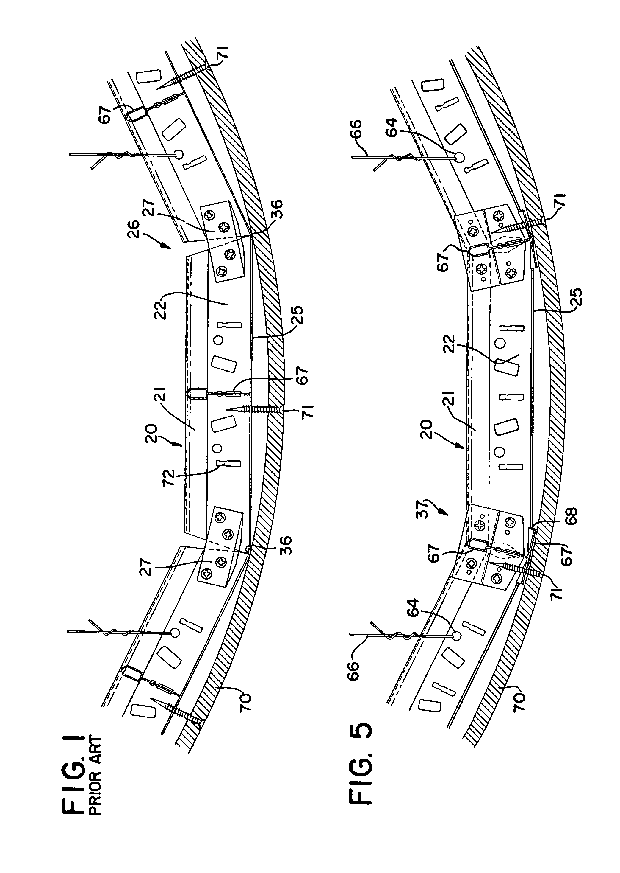 Splice plate for faceted radius grid