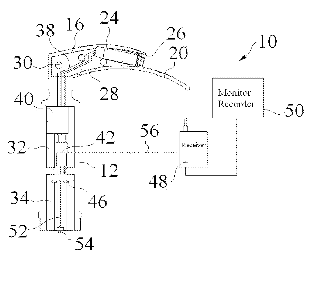 Wireless Laryngoscope with Internal Antennae and One Piece Construction Adapted for Laryngoscopy Training