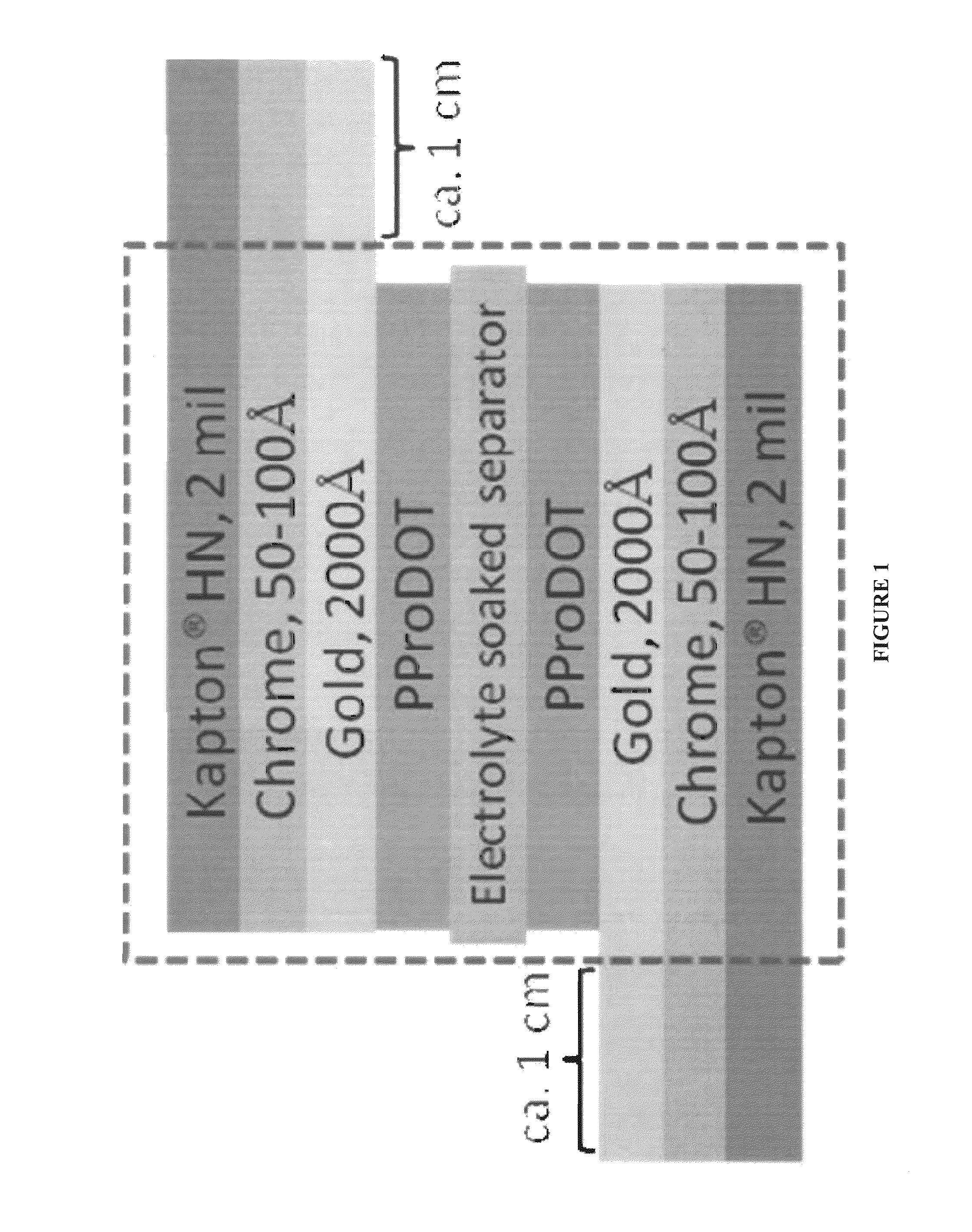 Electroactive polymer based supercapacitors including a cathode having BBL or Pry-BBL