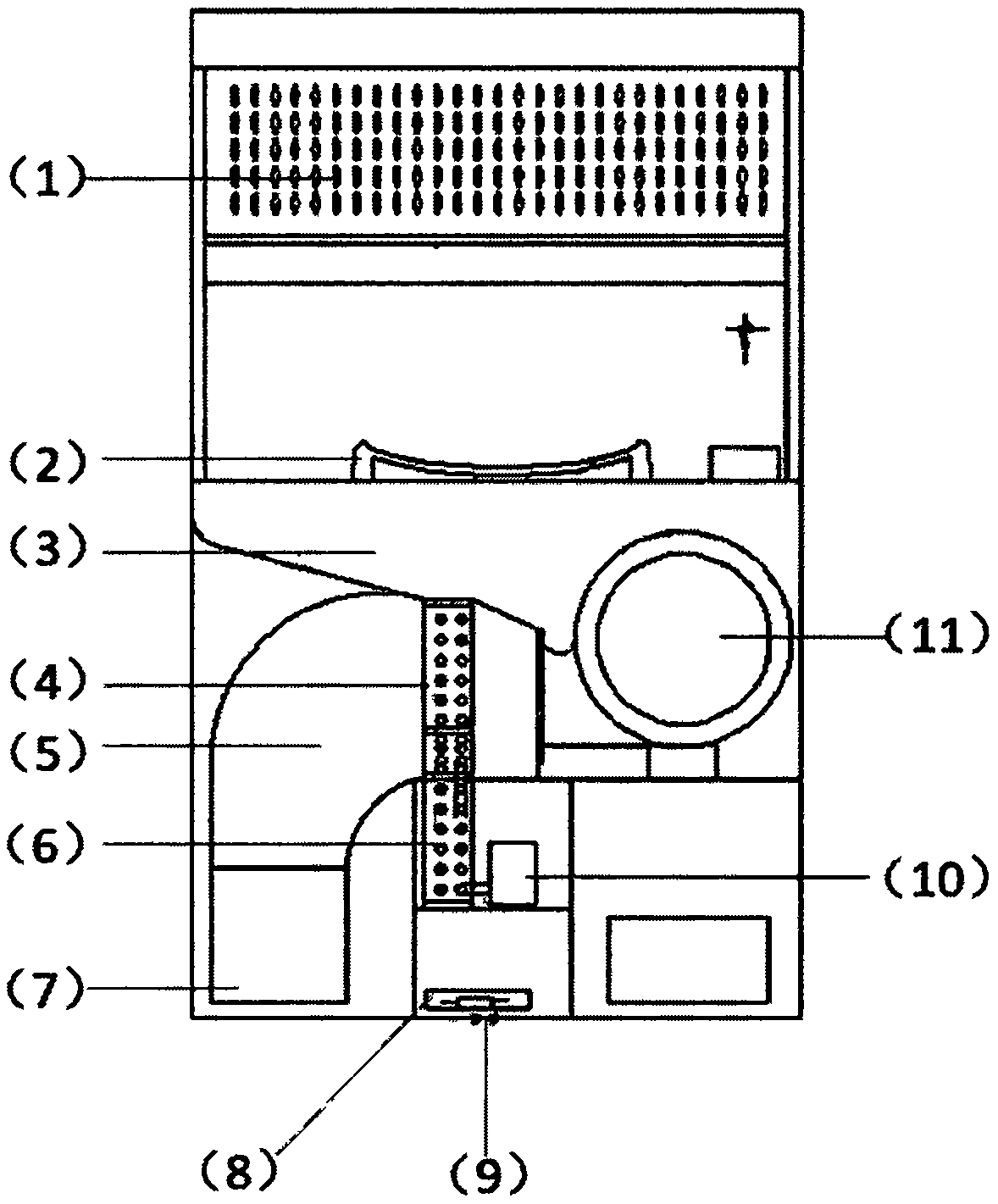 Internal air conditioner type cooling device for integrated stove