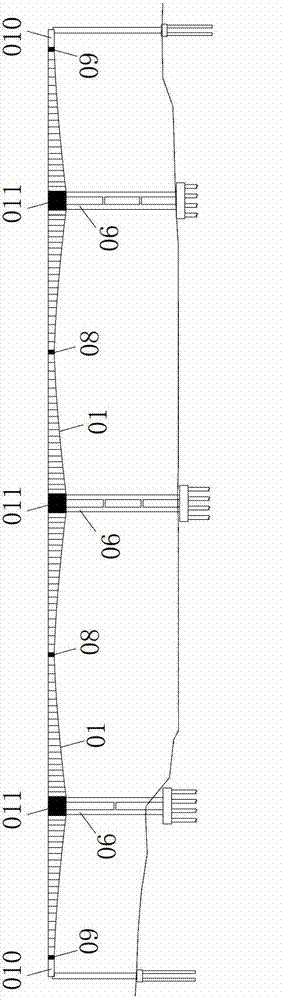 Slant leg rigid frame built-in prestressed concrete variable cross-section box girder bridge and construction method thereof