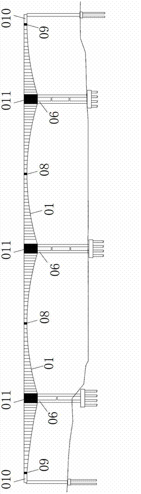 Slant leg rigid frame built-in prestressed concrete variable cross-section box girder bridge and construction method thereof