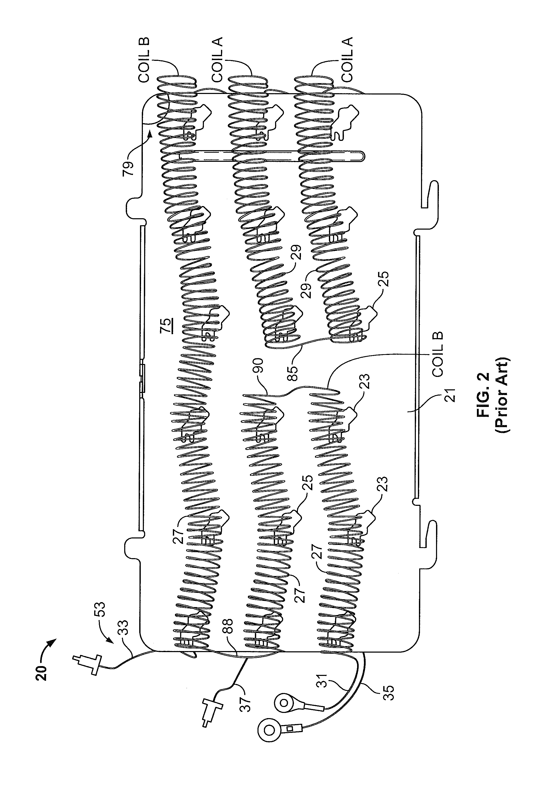 Multiple stage open coil electric resistance heater with balanced coil power arrangement and heater cool end termination and method of use