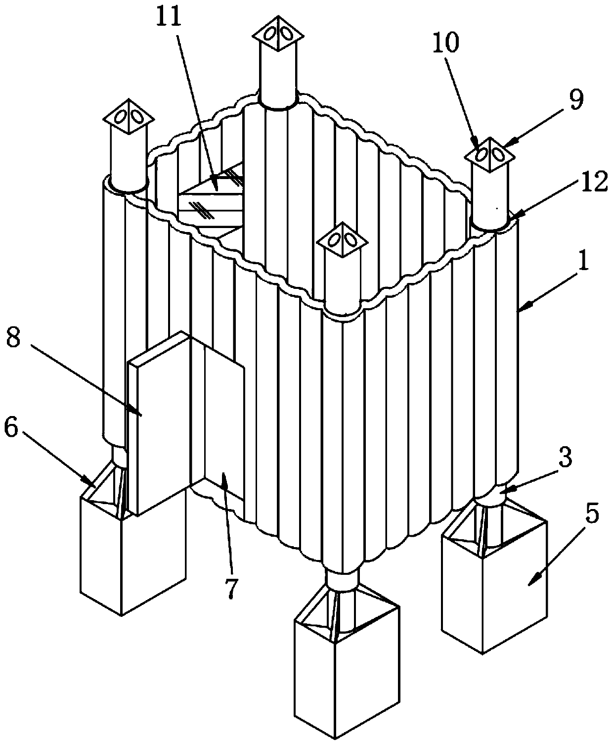 A bamboo building and its bamboo support building frame