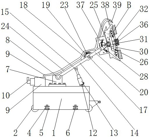 A shield cutter head cleaning device for tunnel crossing anchor cable construction by shield method