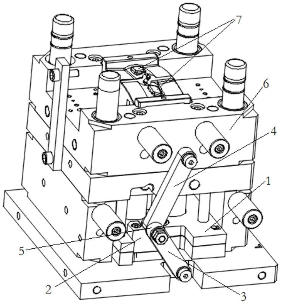 Injection mold slider-crank secondary ejection structure