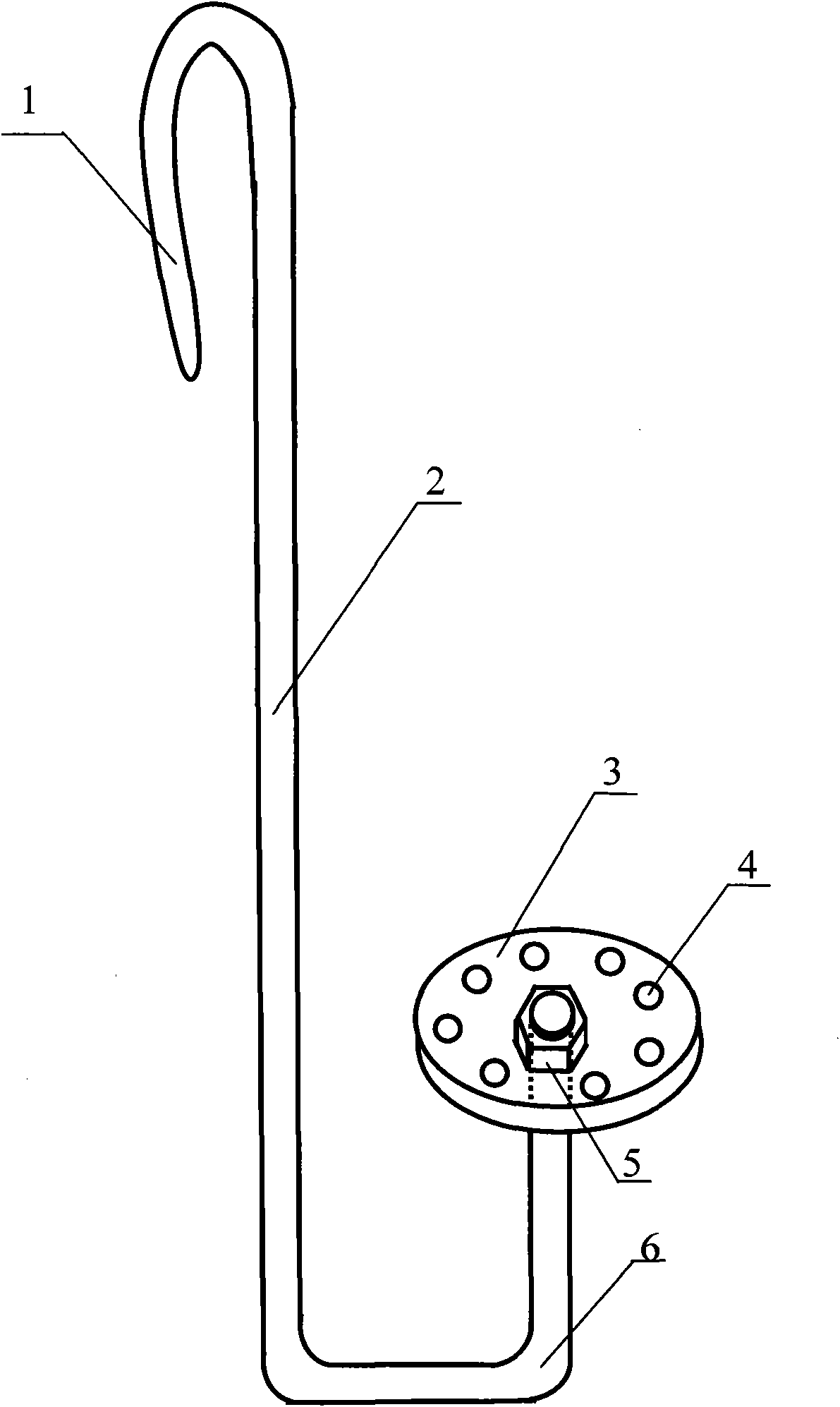 Ash poking hook for aluminium trichloride synthesizing sublimation pipe