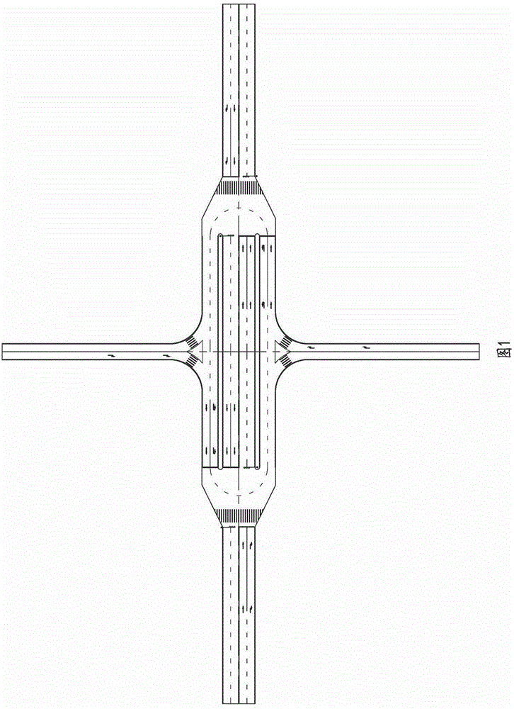 Design scheme for concave-polygon-shaped cross ring road intersection