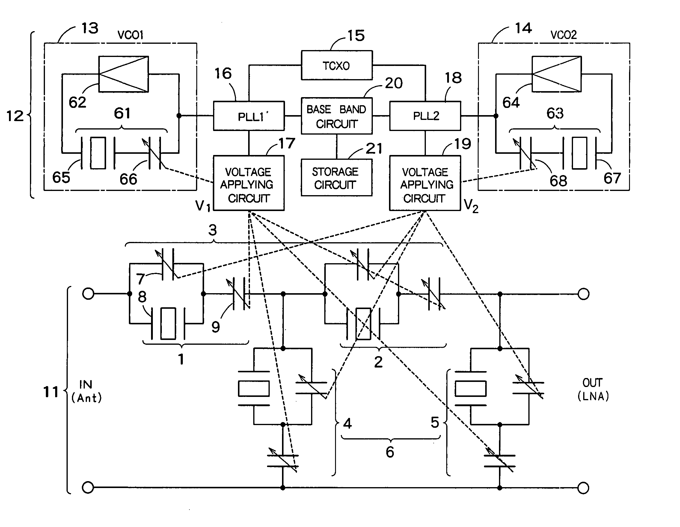 Tunable filter and portable telephone