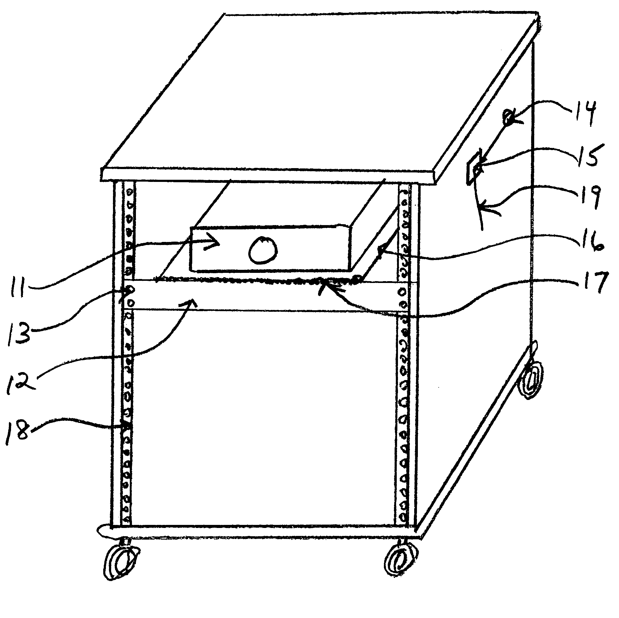 Apparatus for mounting a data/video projector in a portable enclosure