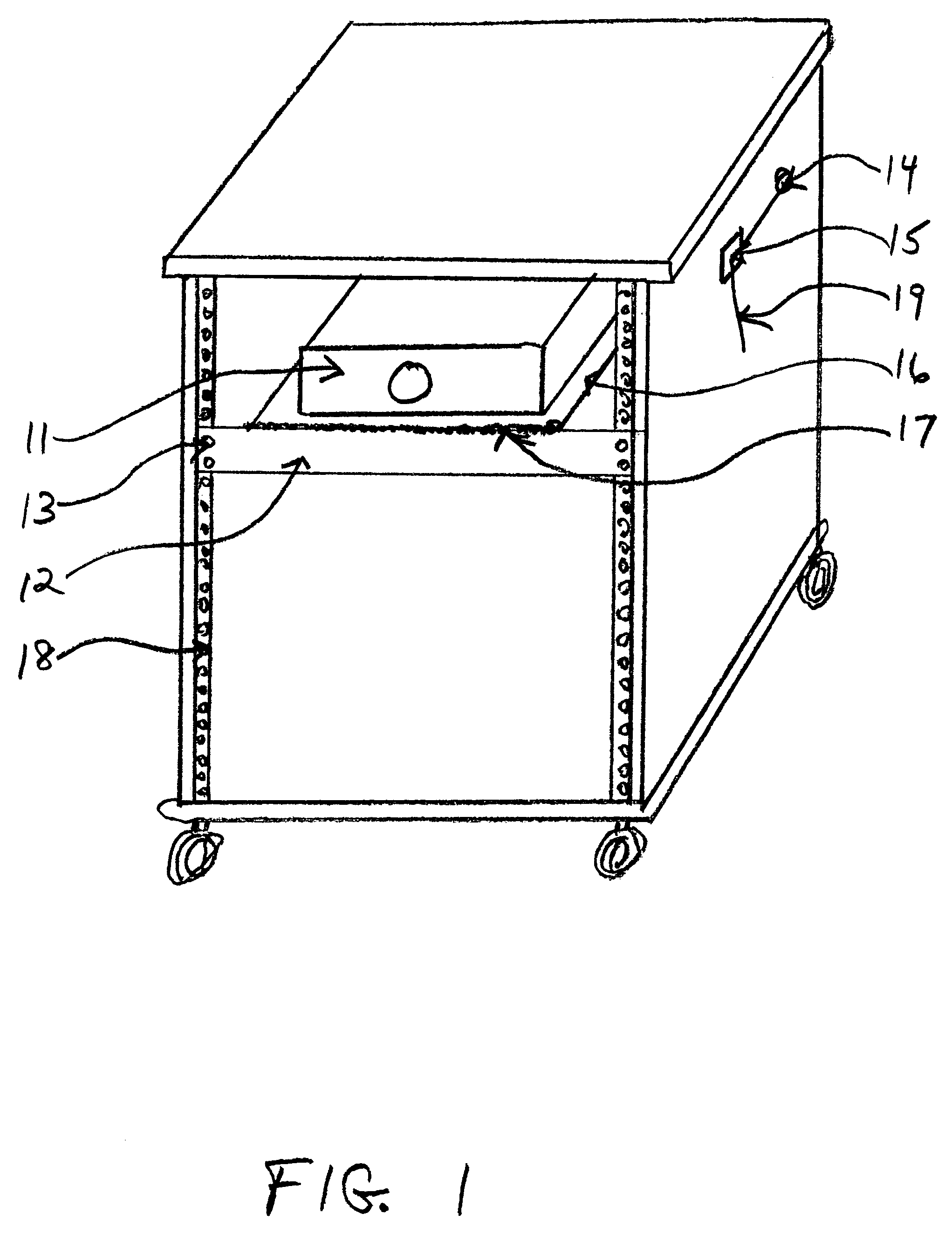 Apparatus for mounting a data/video projector in a portable enclosure