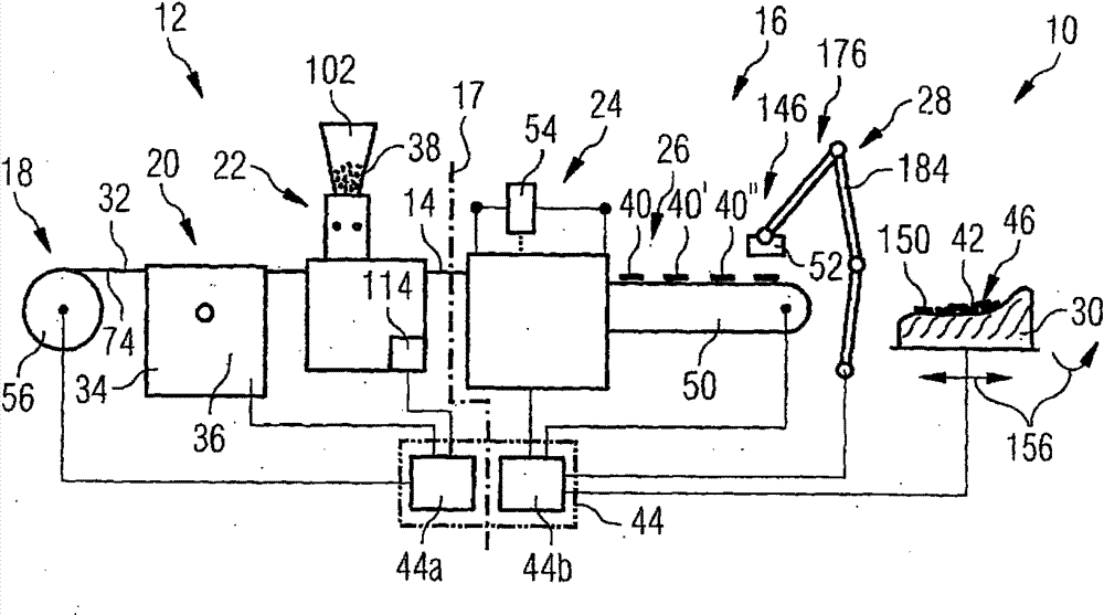 Elastic fibre laying die, laying device comprising such a die, and use of the device