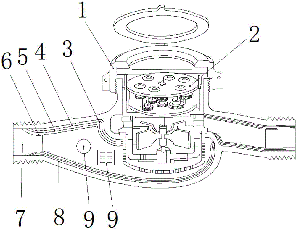 Method for refitting common water meter into frost crack prevention water meter