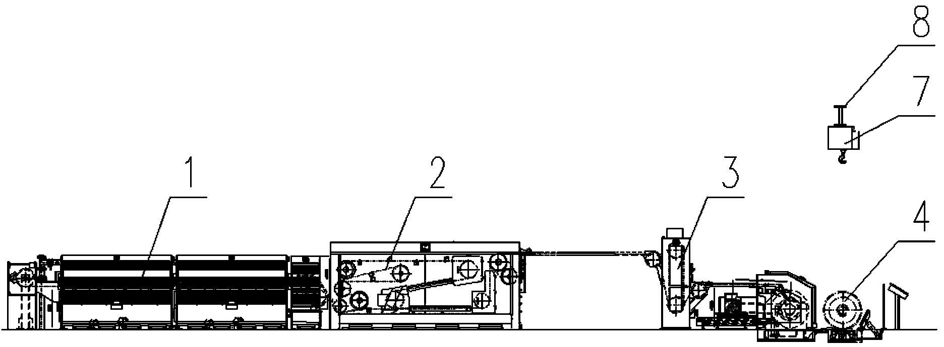 Configuration structure of dedicated hoisting equipment for compact coil of copper wire heavy drawing machine in copper wire workshop