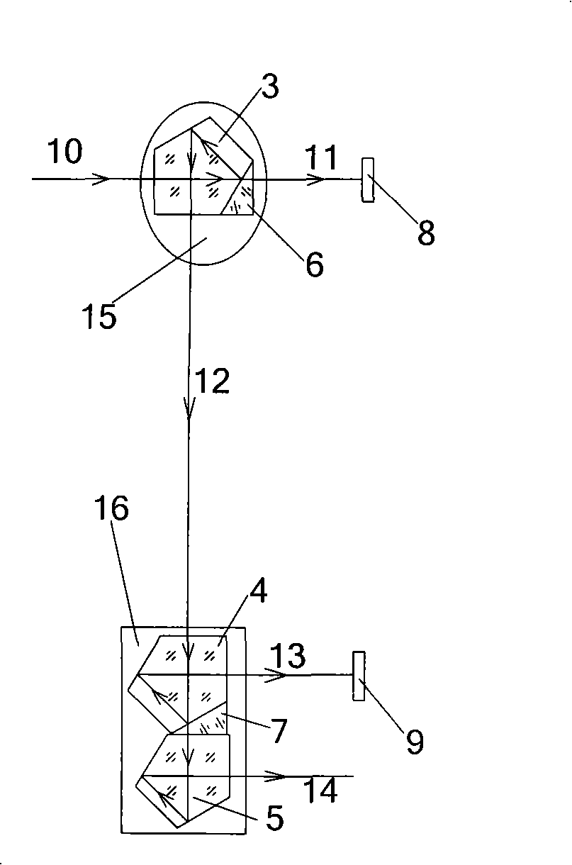 Device for detecting wide distance light beam parallelism