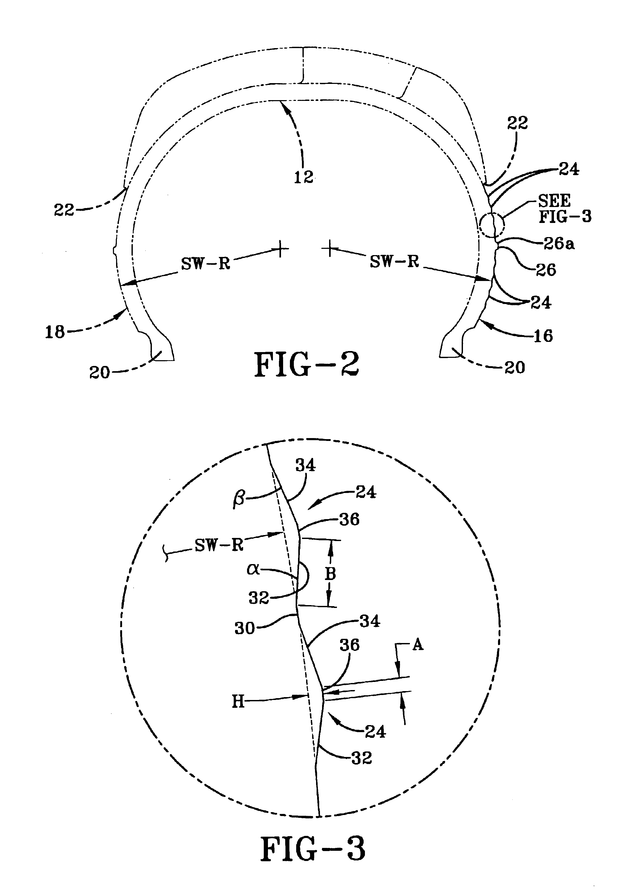 Off-road tires having sidewall anti-puncture pads