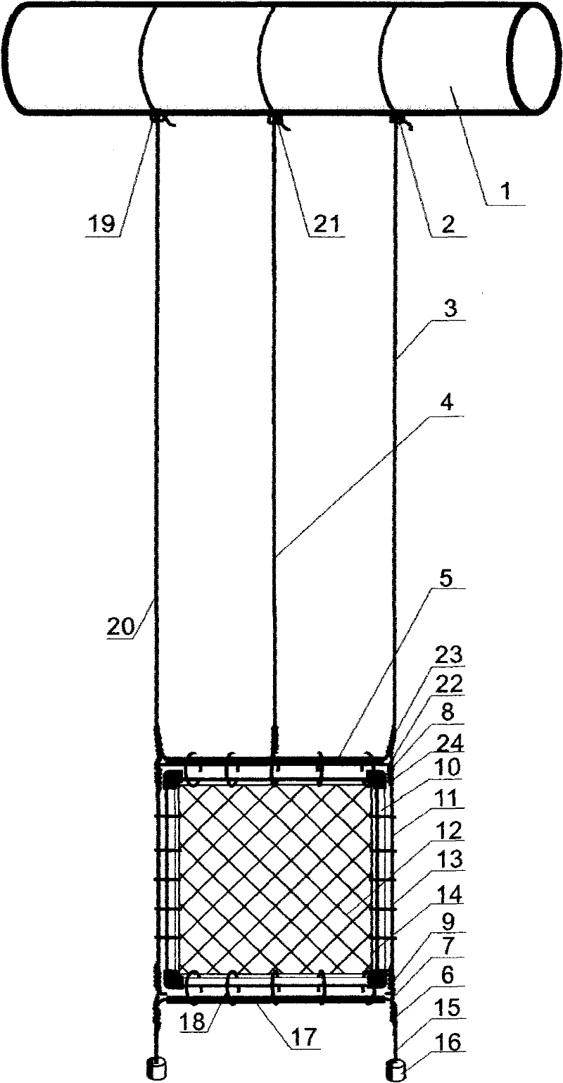 Method for manufacturing and hanging suspending net for sea trial of netting cage antifouling paint