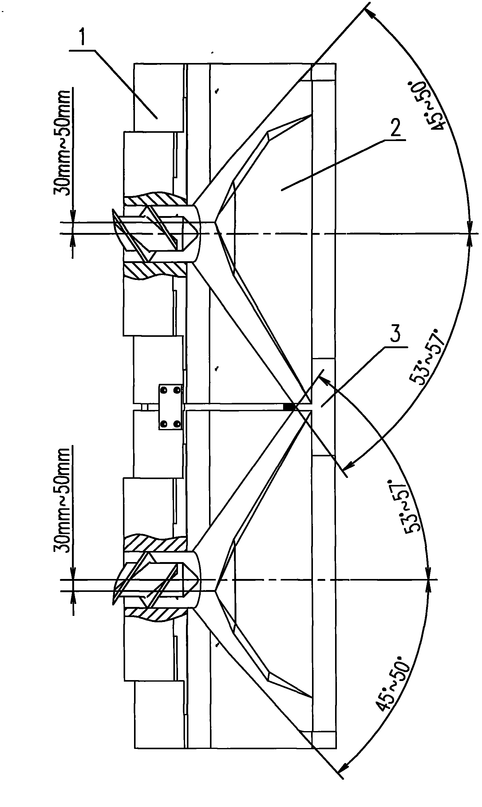 Unsymmetrical compound machine heads of passageway of wide rubber sheet extruder