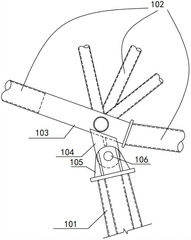 Highly-thrust-resistant pin structure for connecting constructional steel column with constructional steel pipe truss