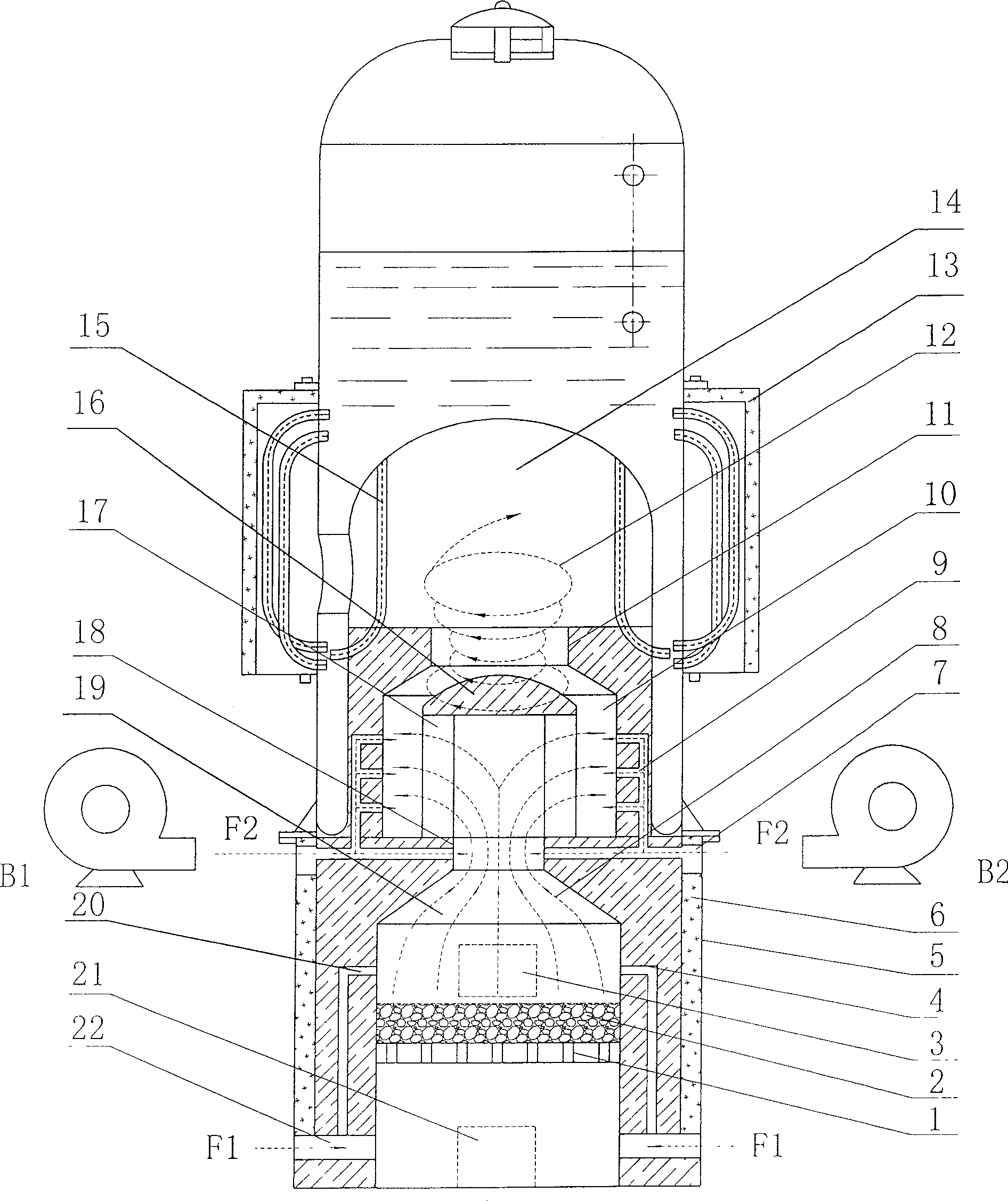 Conical guide smokeless vertical steam boiler