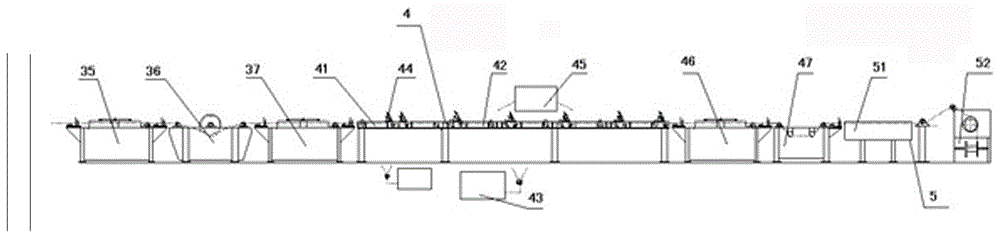 Steel wire heat treatment electrolytic phosphating continuous production line equipment and process