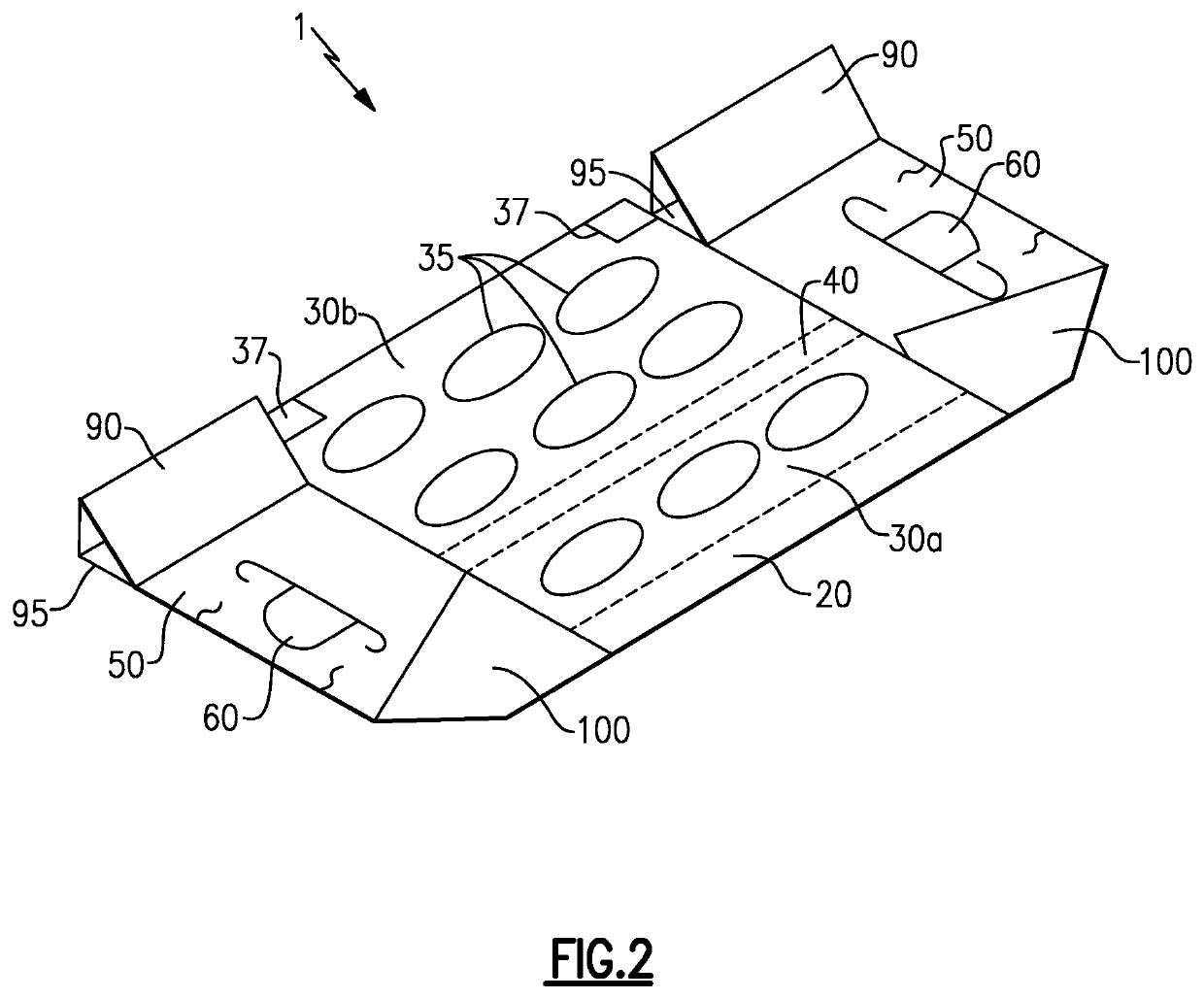 Display tray with support column and apertures