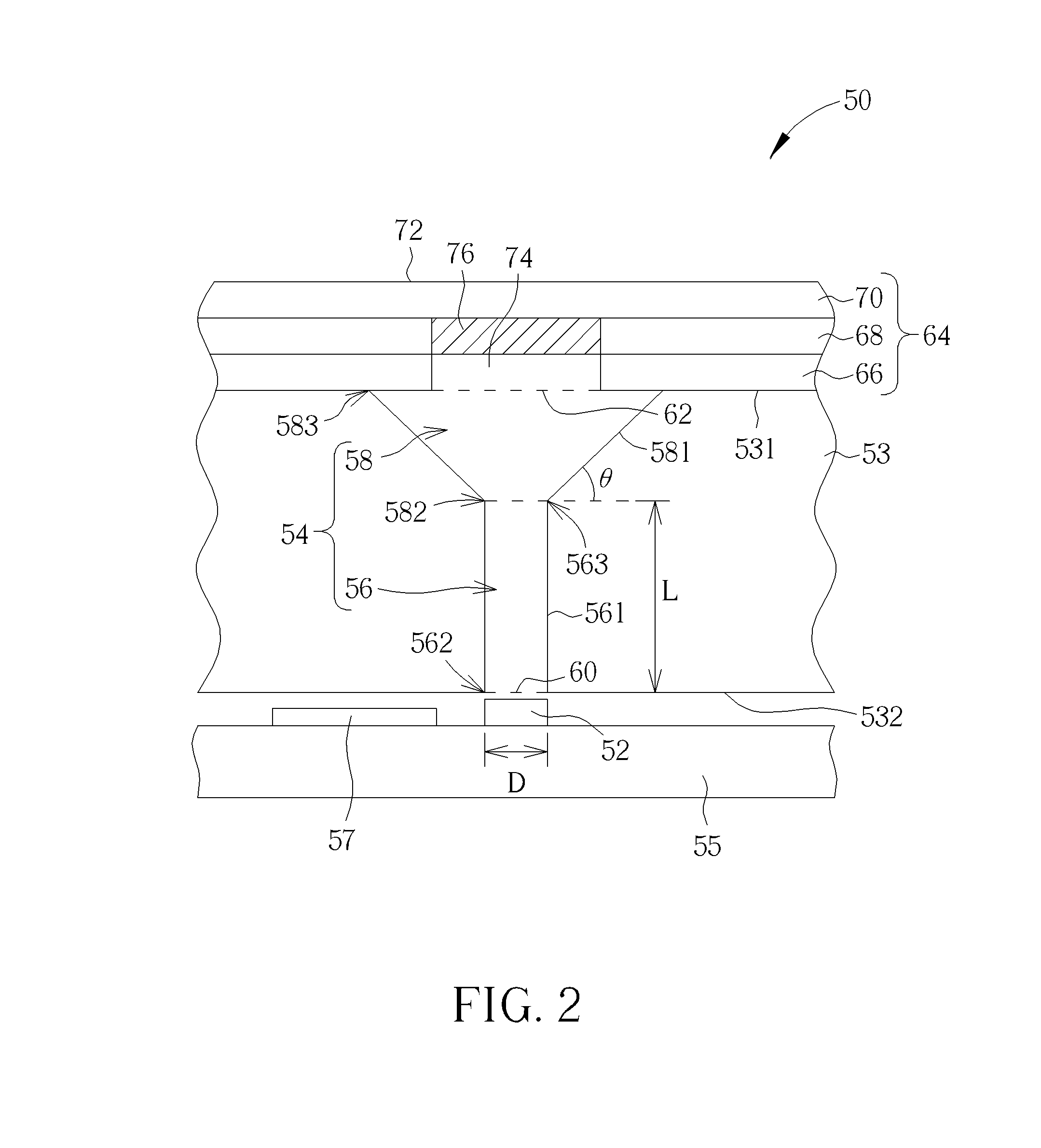 Light-emitting device with vignetting effect