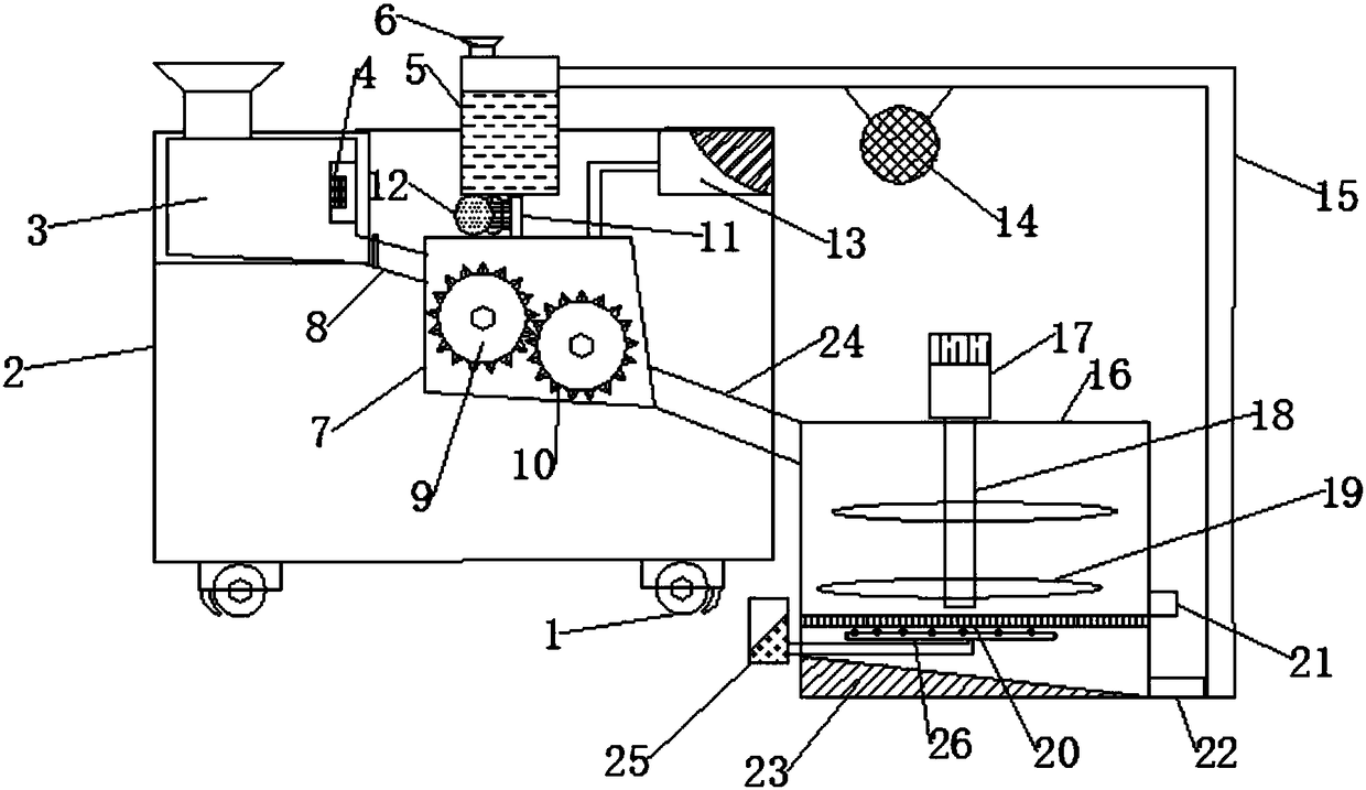 Building sand and stone efficient crushing and stirring device