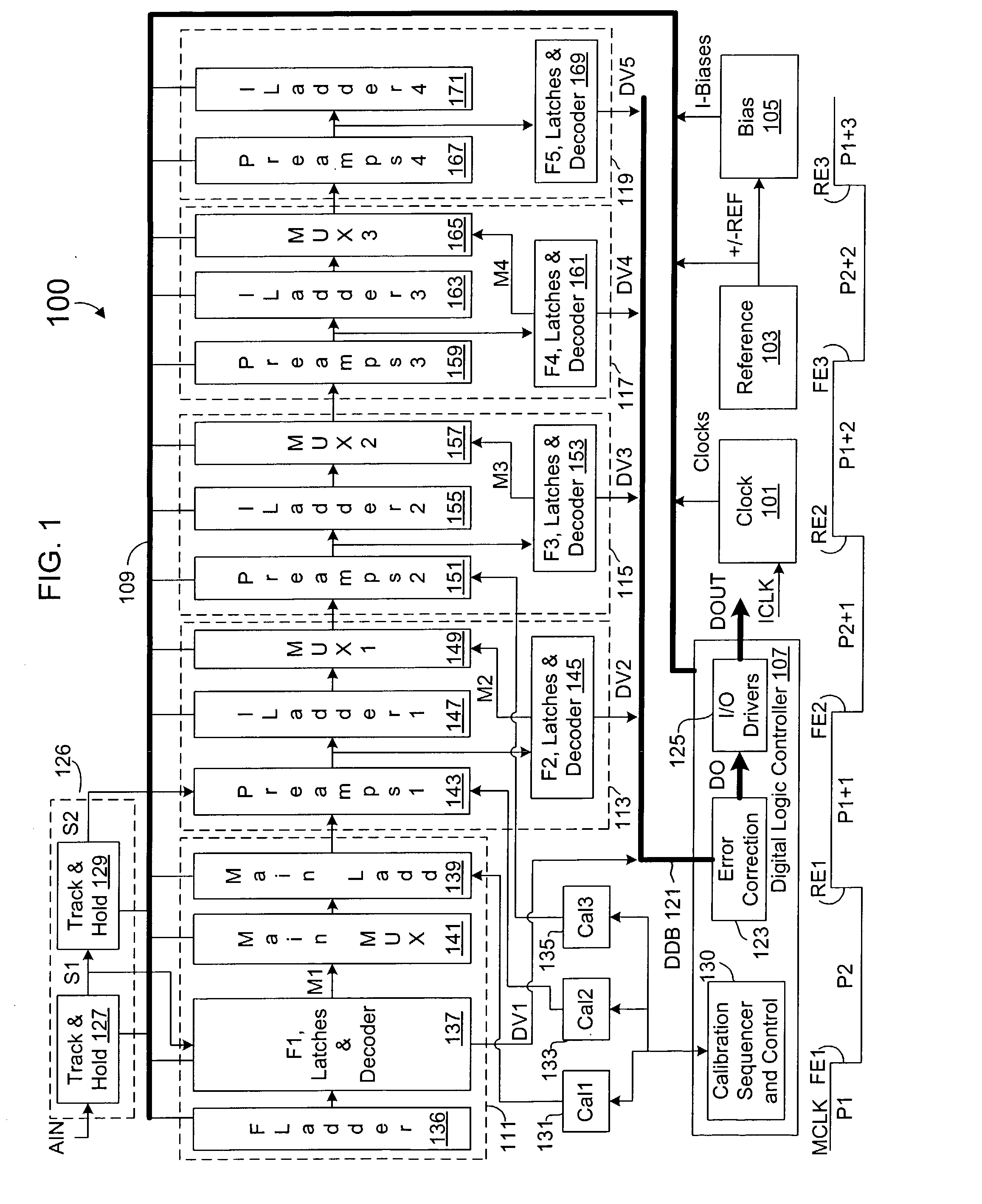 Calibration of resistor ladder using difference measurement and parallel resistive correction