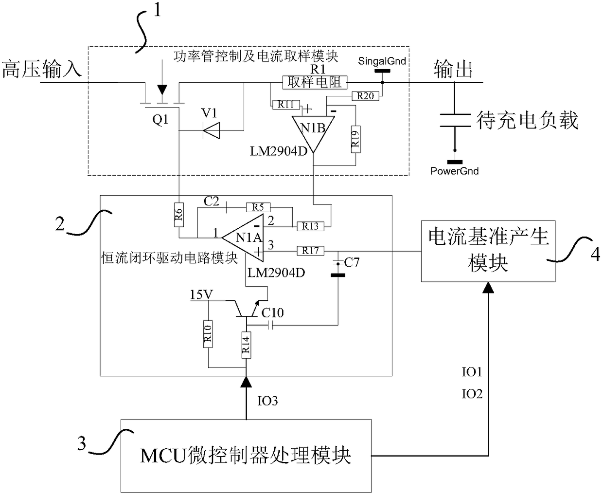 High-voltage DC stepped constant current closed loop precharge circuit