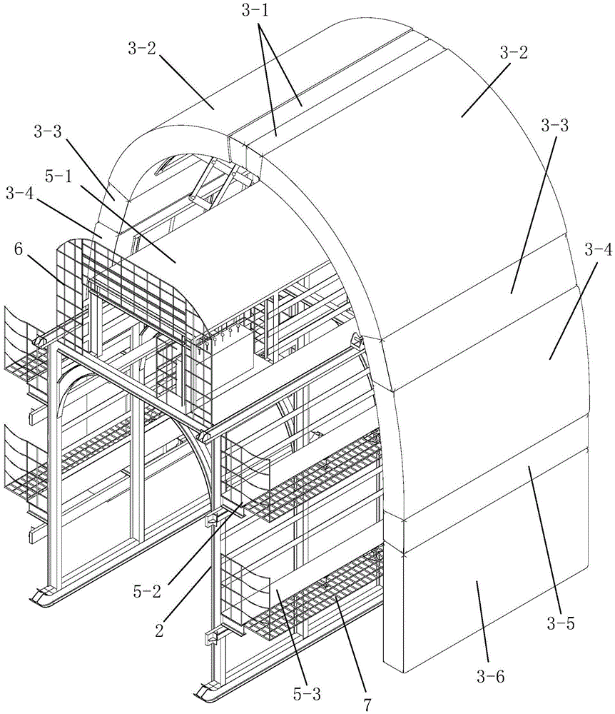 Airbag type inner framework form traveler and primary tunnel supporting shotcrete construction method