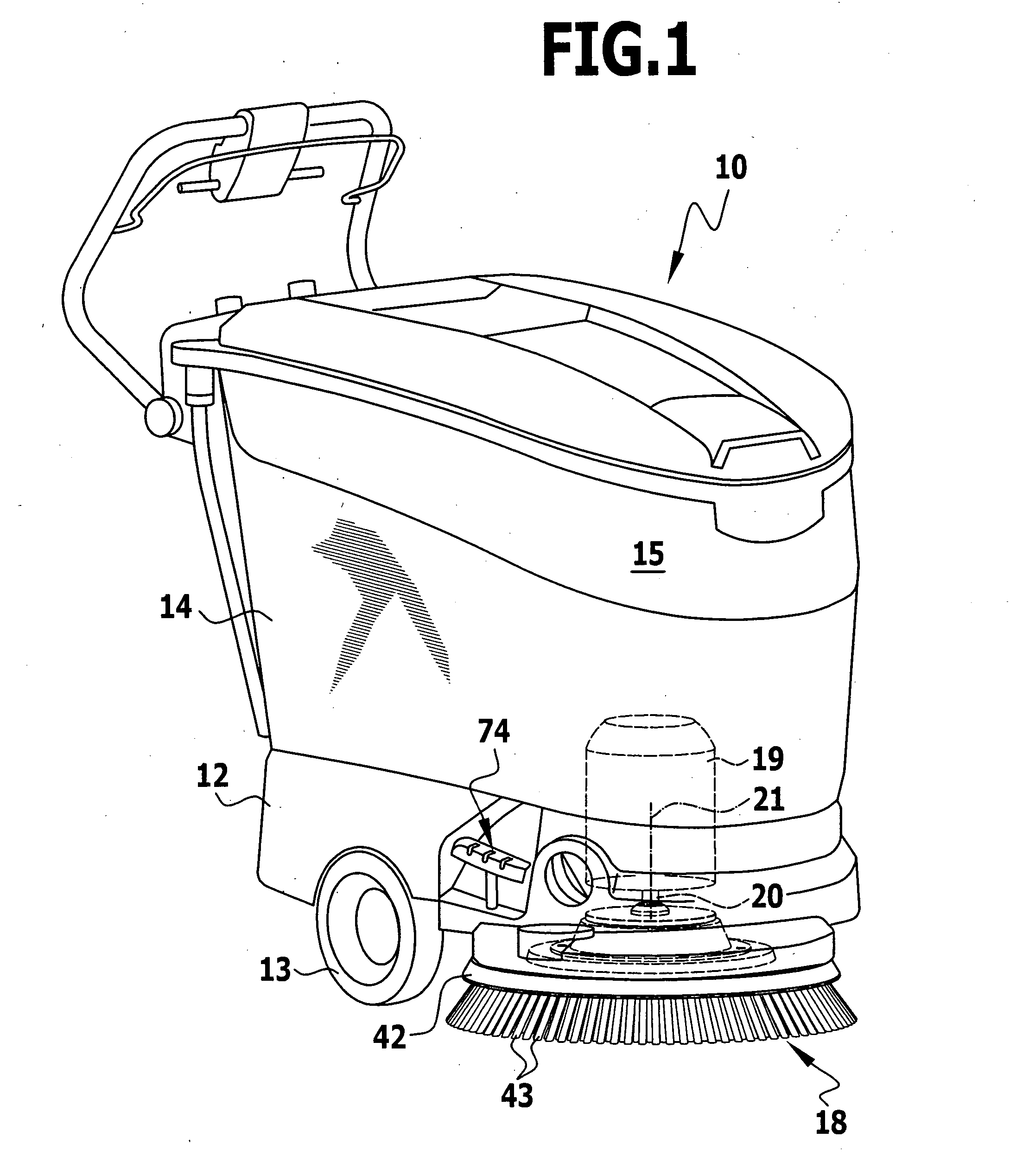 Mobile floor-cleaning machine