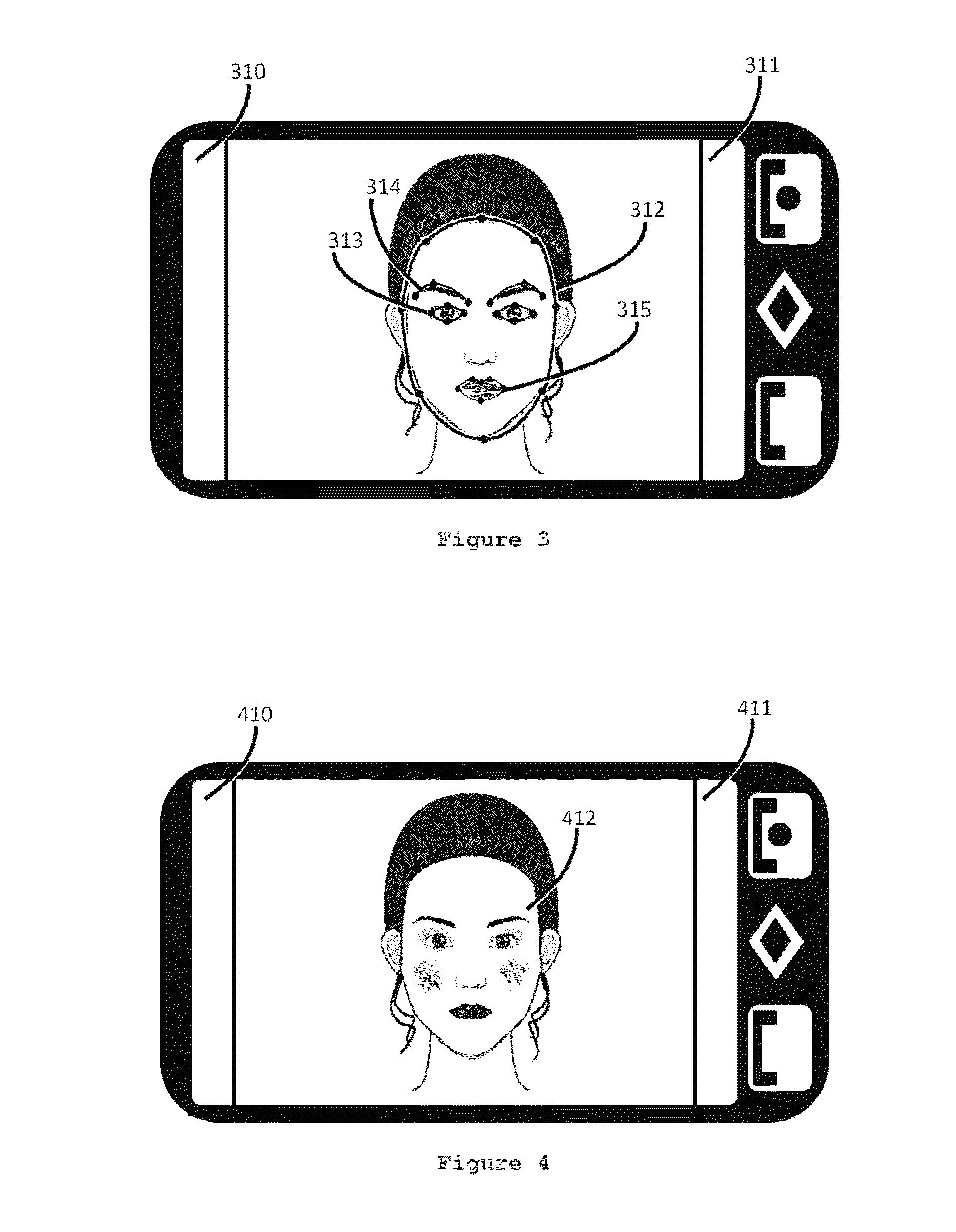 Method and system for make-up simulation on portable devices having digital cameras