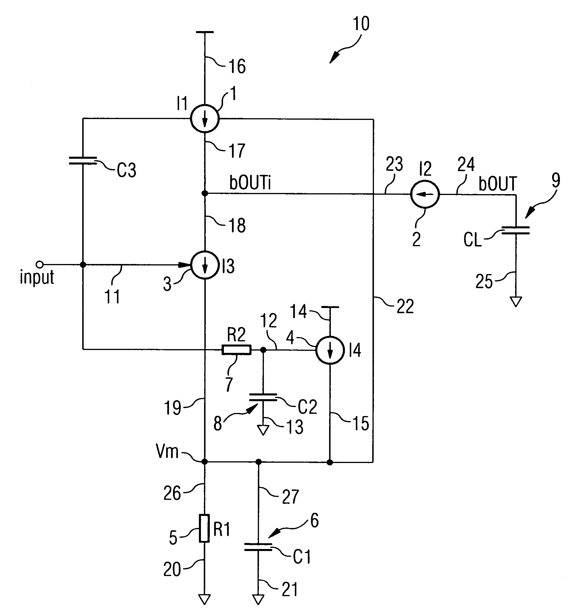 Comparator and method for amplifying an input signal