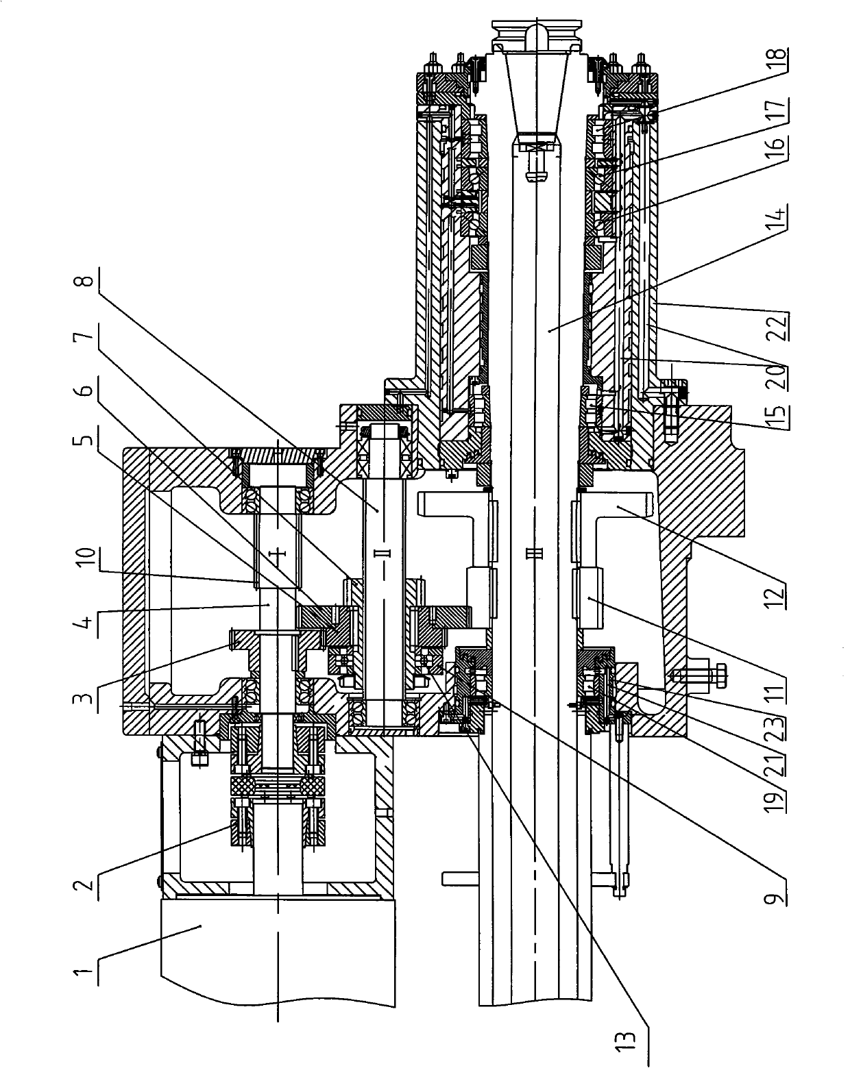 Gear spindle structure for horizontal type machining center