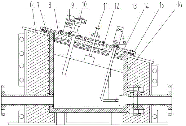 Combined magnesium alloy casting-rolling machine front box liquid supply device