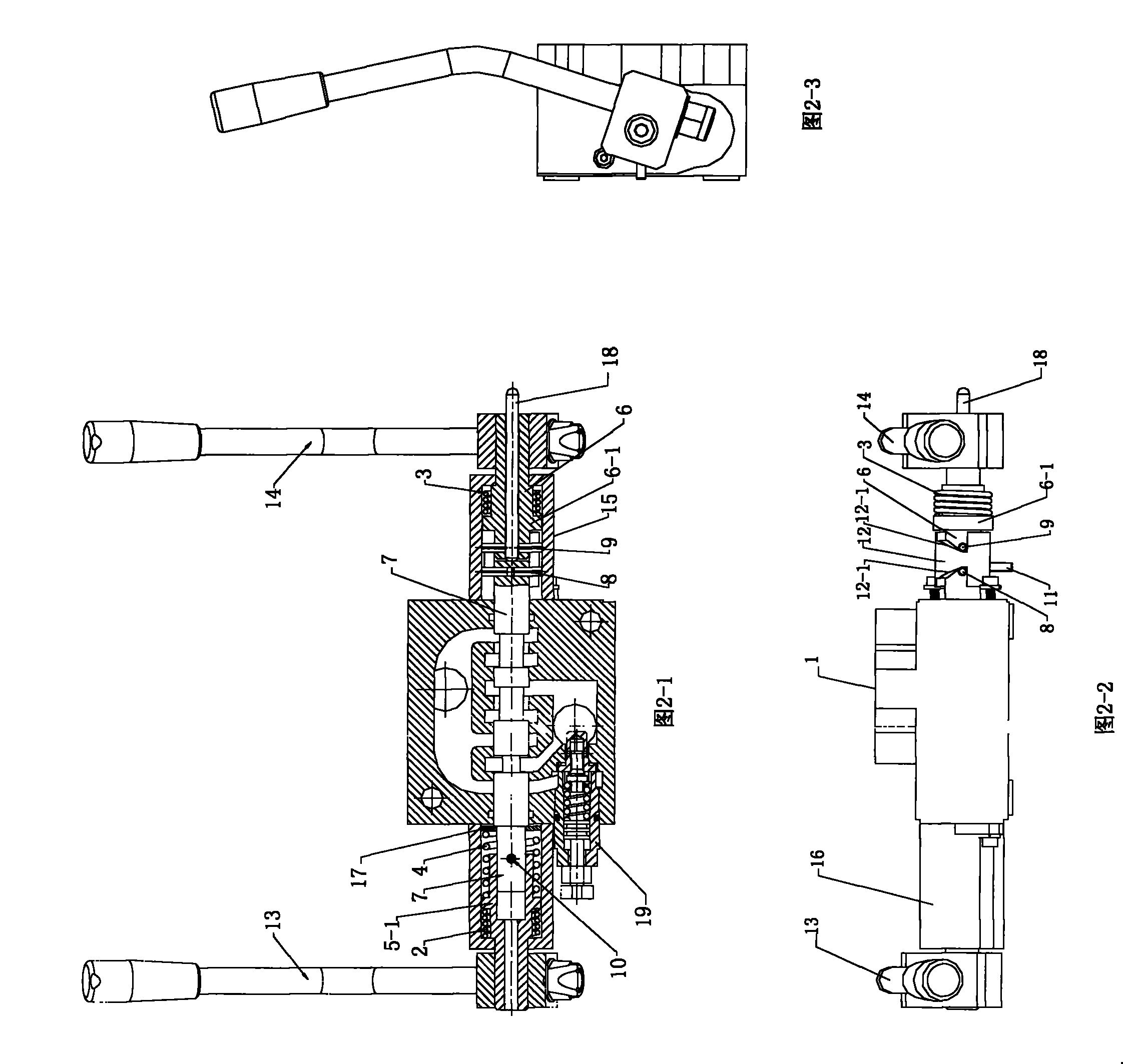 Manual drive control valve and wood splitting machine provided with same