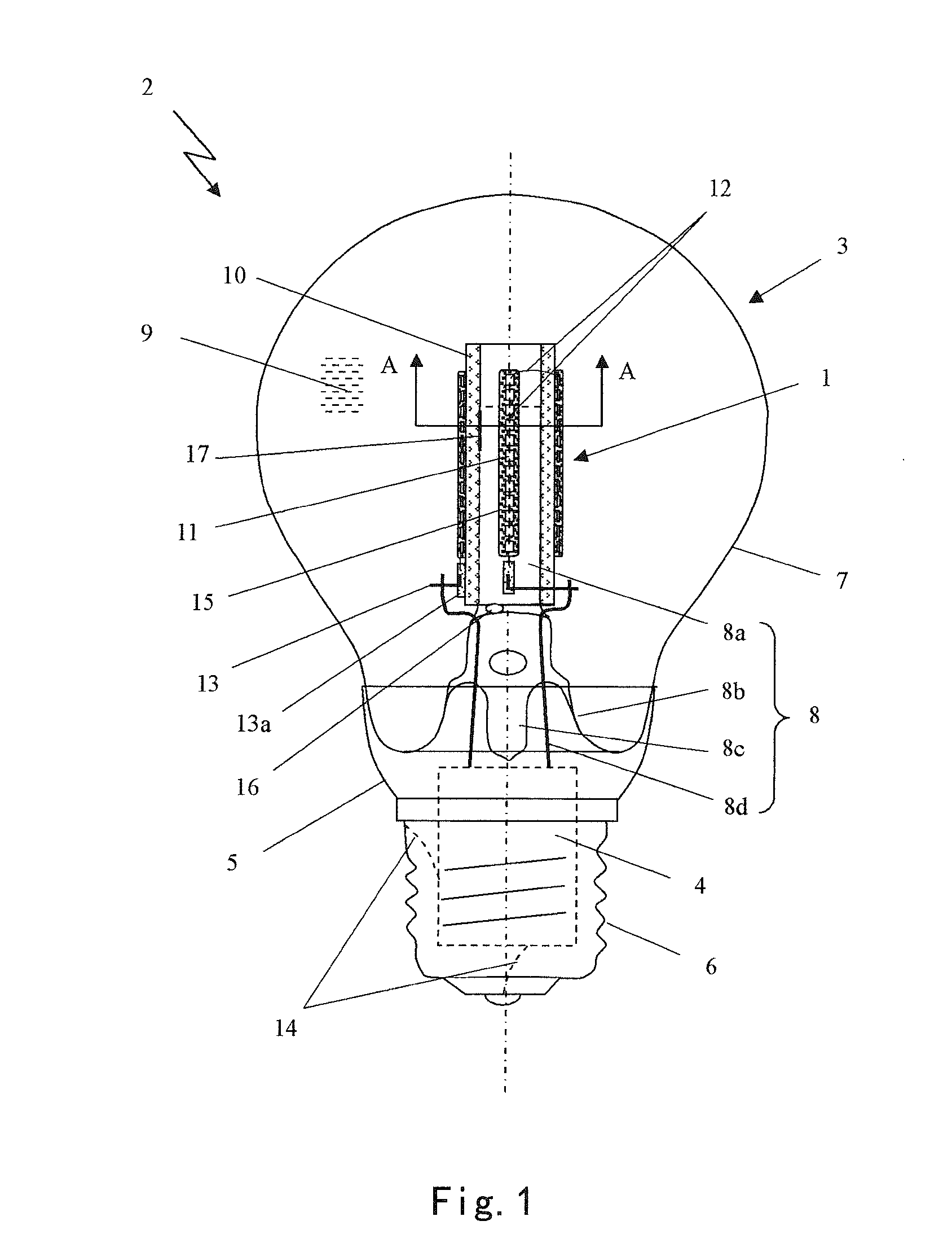 LED light-emitting column and LED light using the same