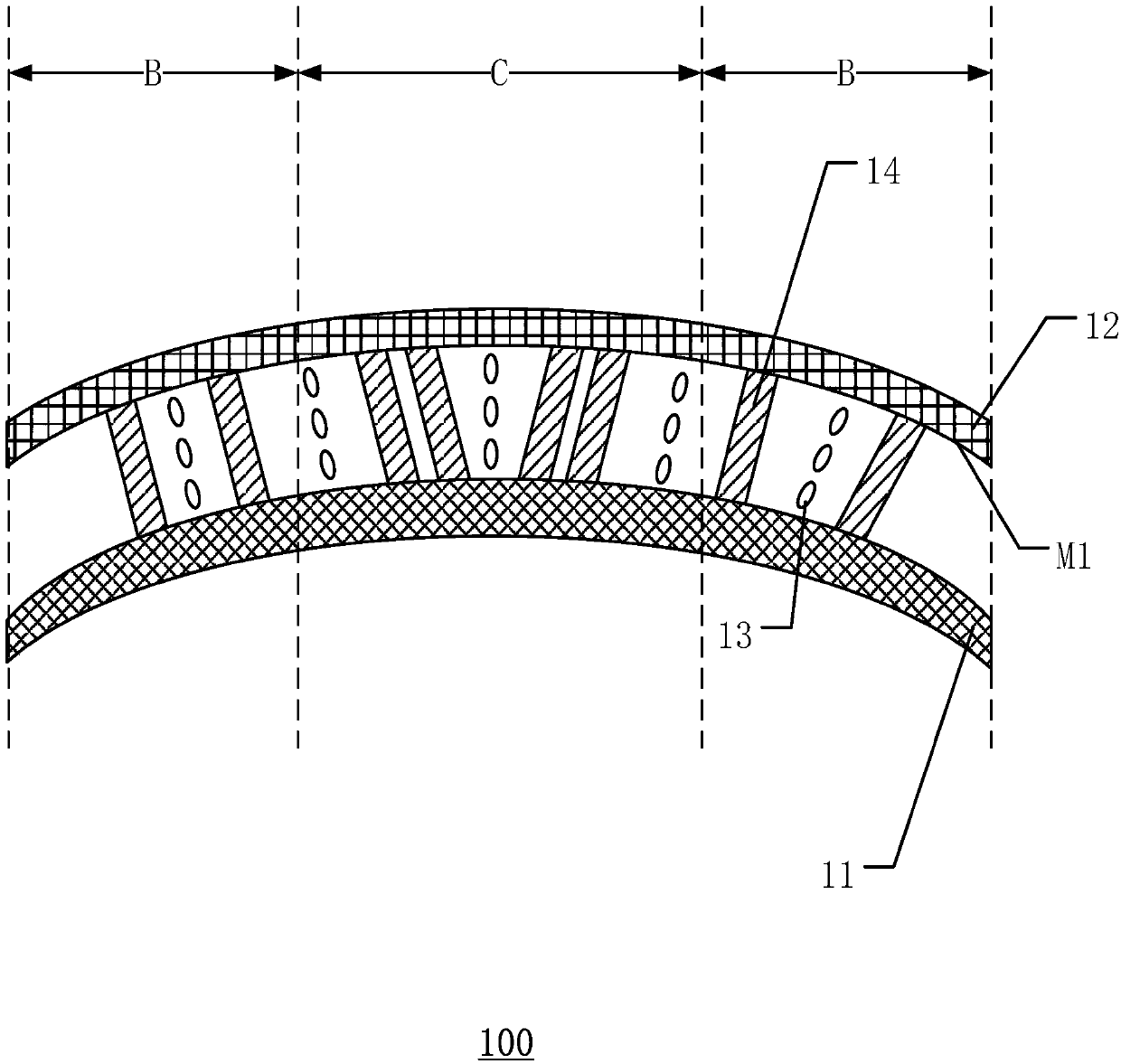 Hook face display panel and hook face display device