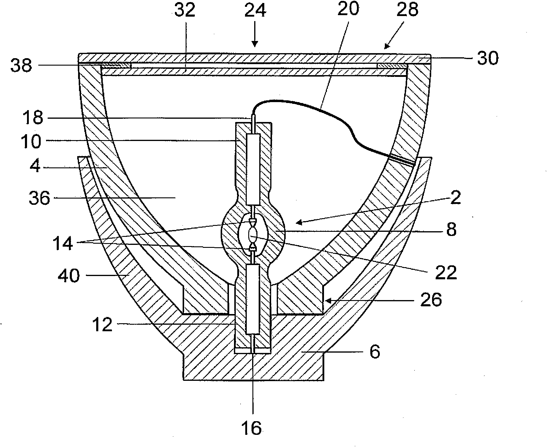 Explosion protection system for a high pressure lamp