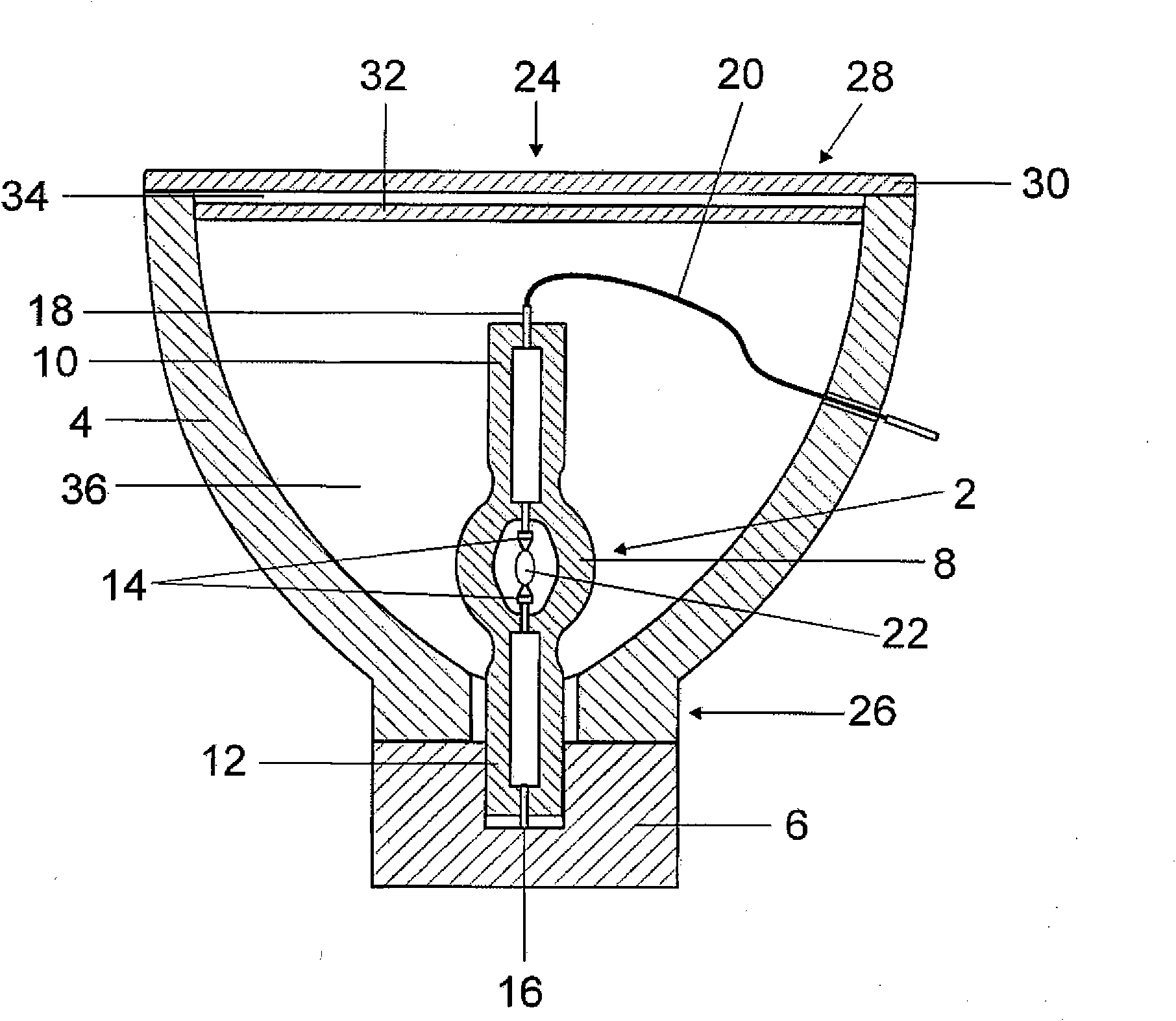 Explosion protection system for a high pressure lamp