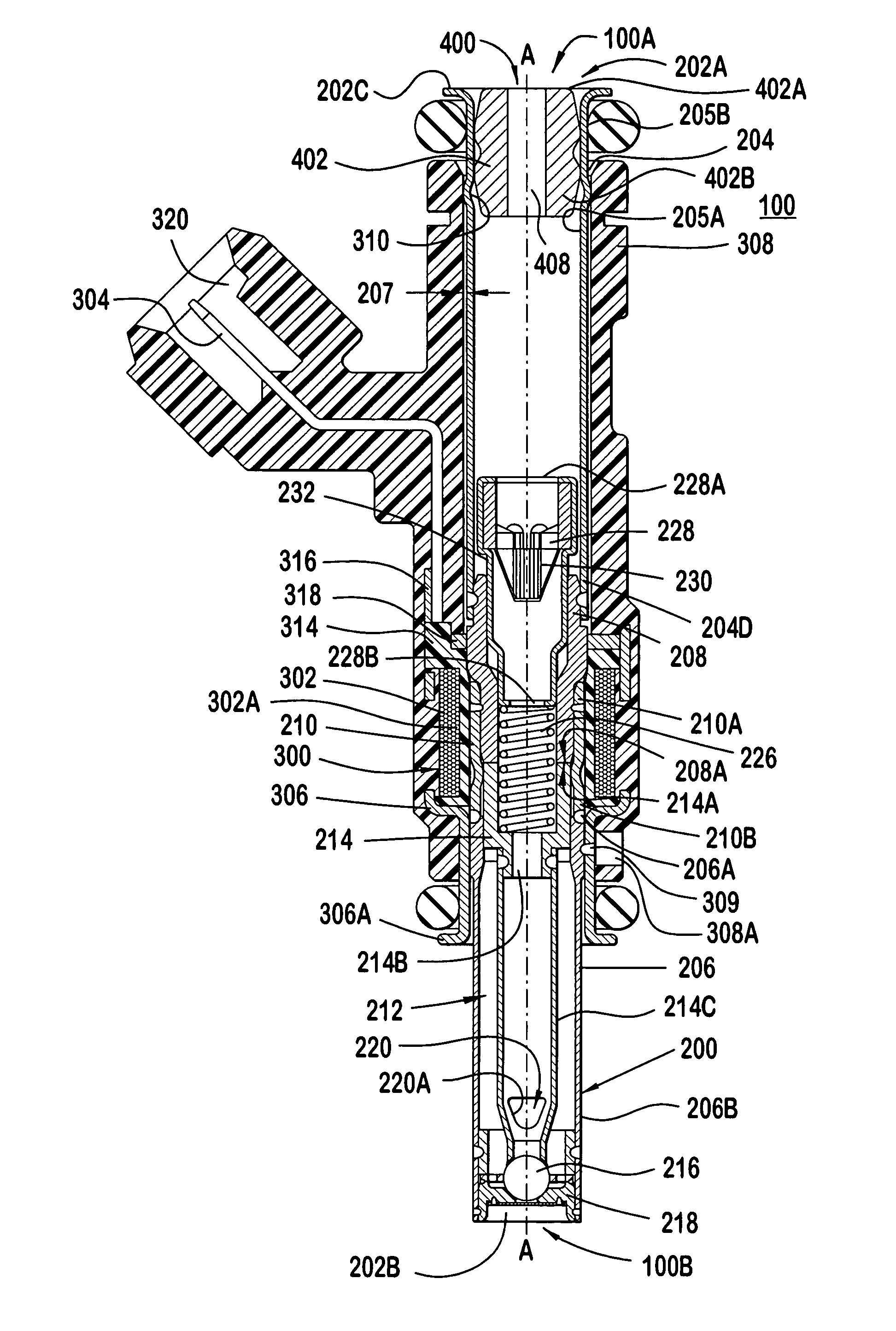 Modular fuel injector with a damper member and method of reducing noise