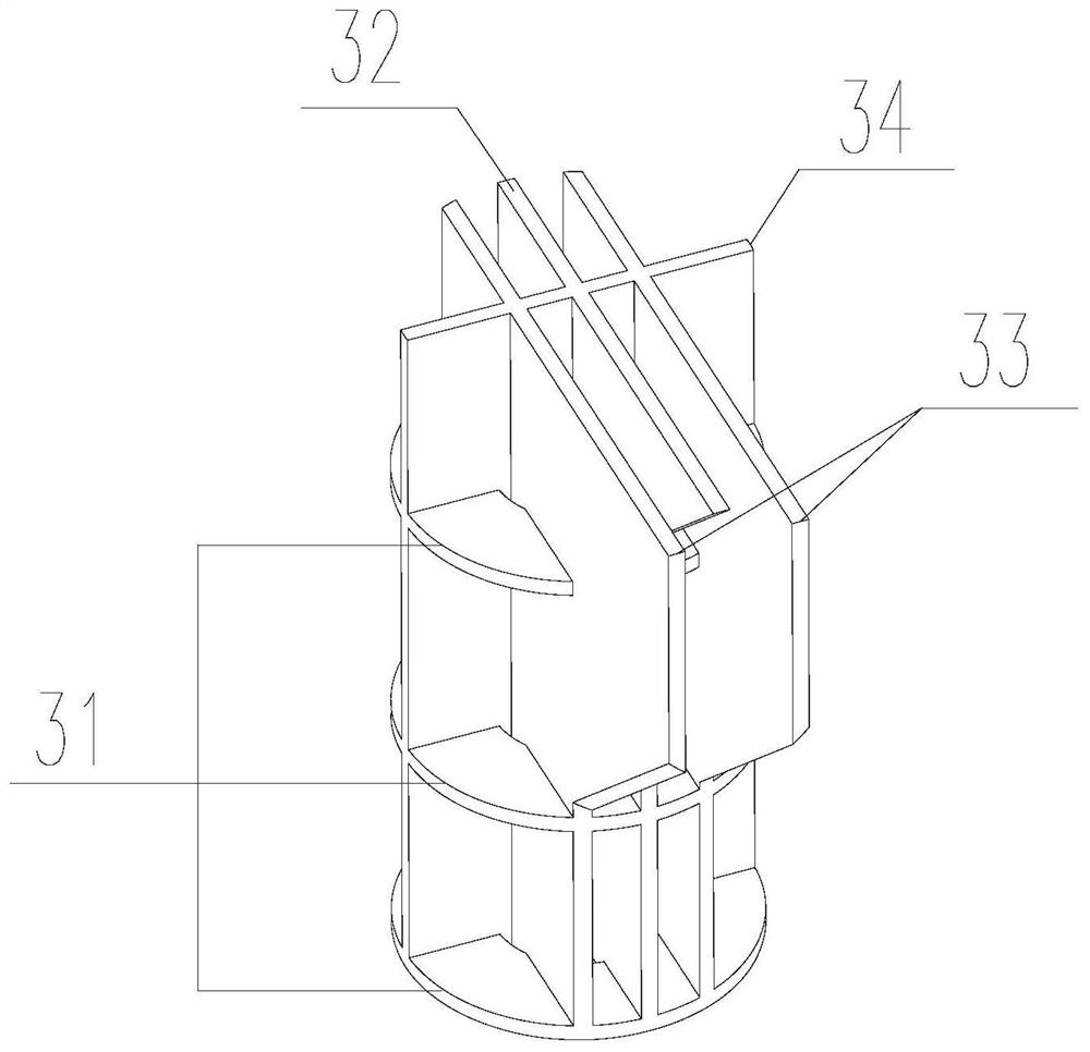 Bifurcated node of steel pipe structure tree column with two-way stiffened plate